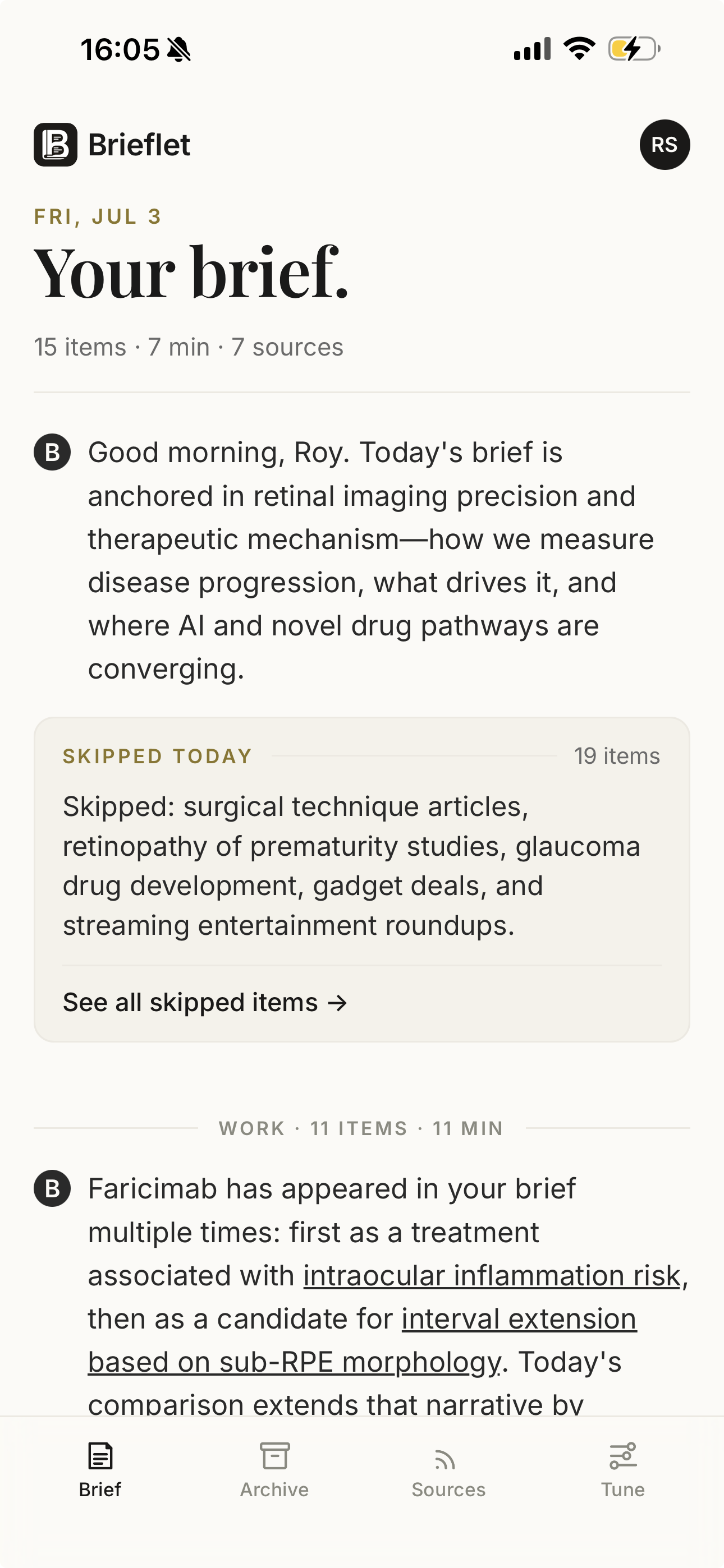 Brieflet on iPhone