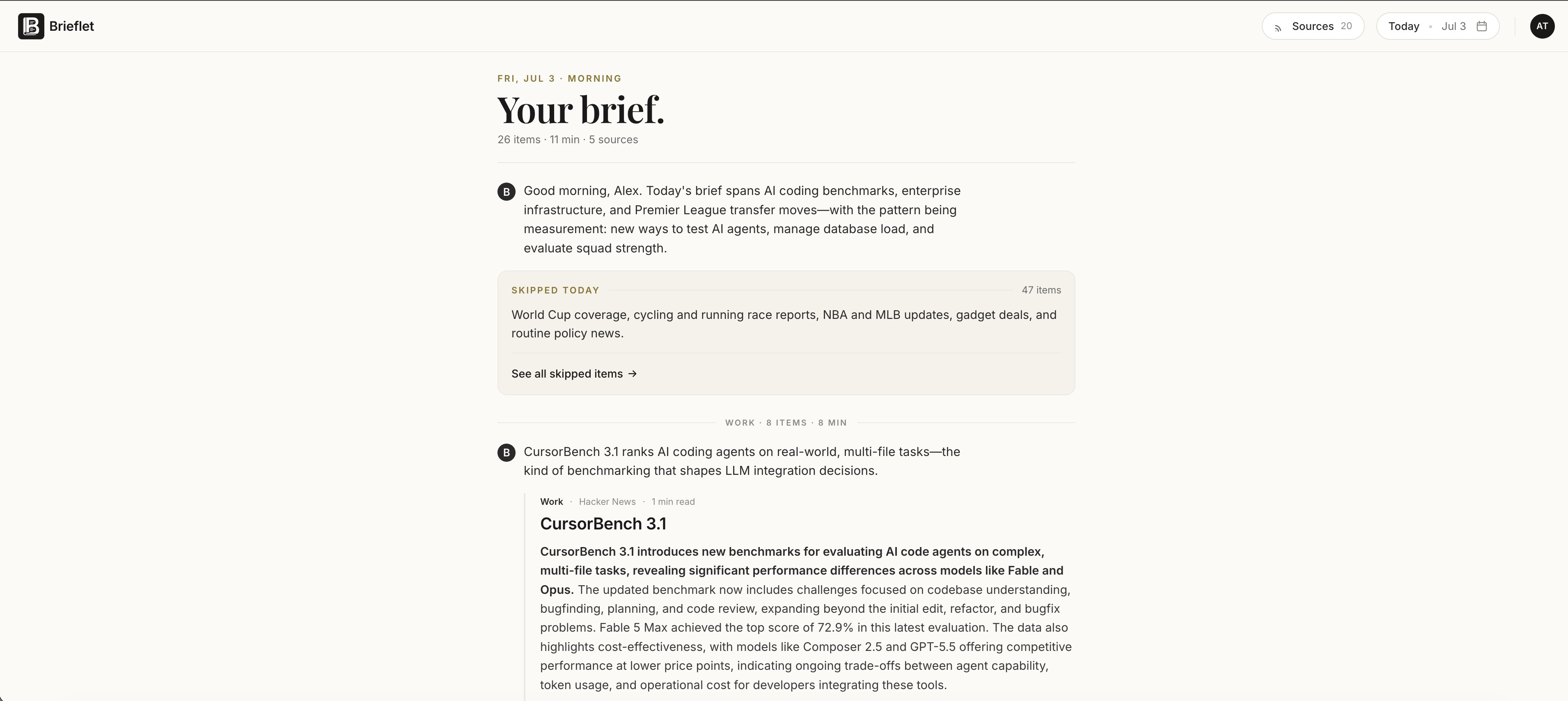 Brieflet on the web - a daily brief