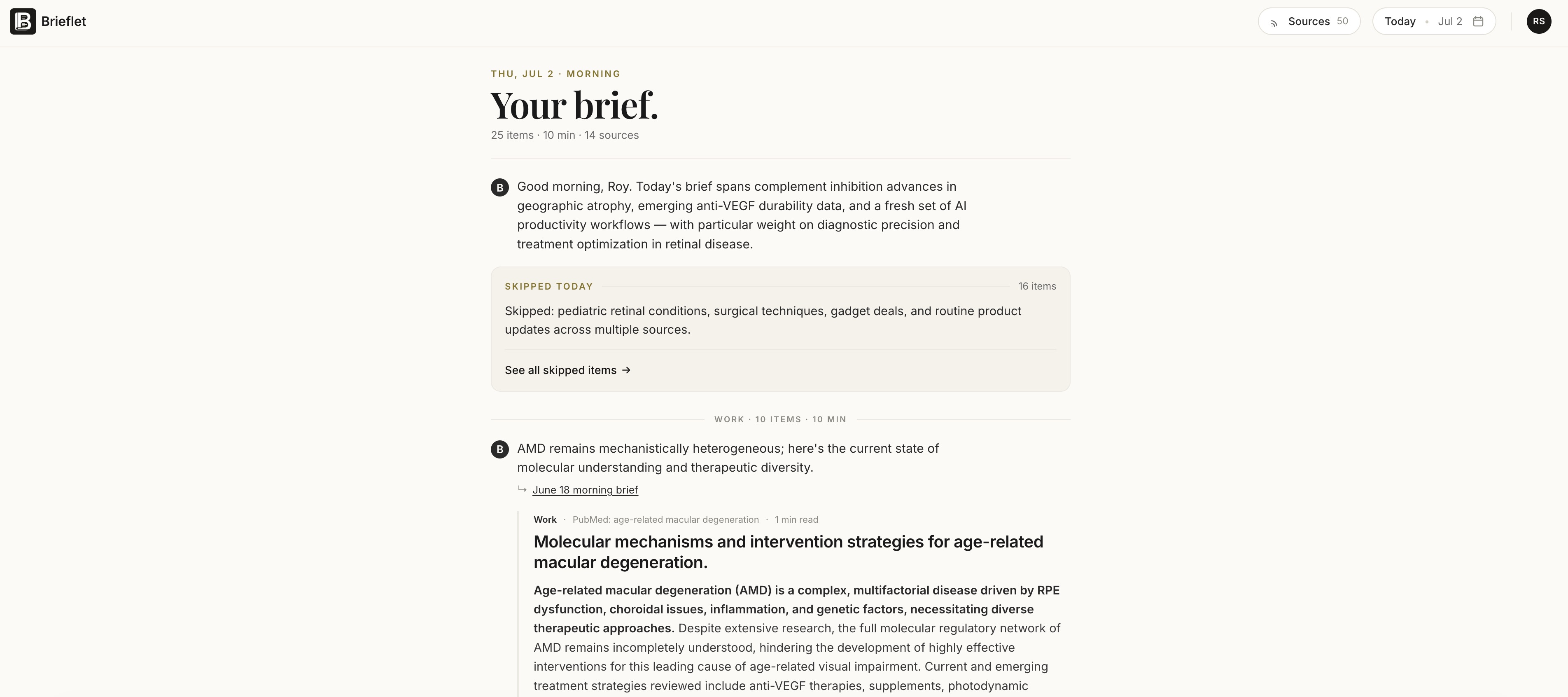 Brieflet on the web - brief detail